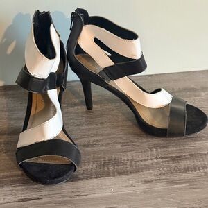 Maurices Black and White Strappy Heels
